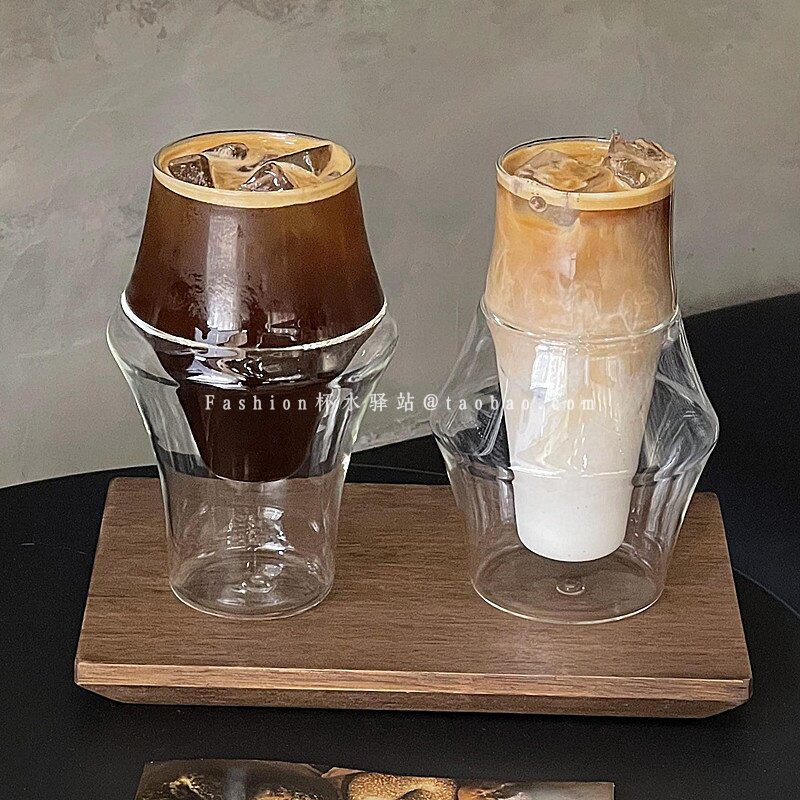 ins风日式双层耐热透明玻璃杯
