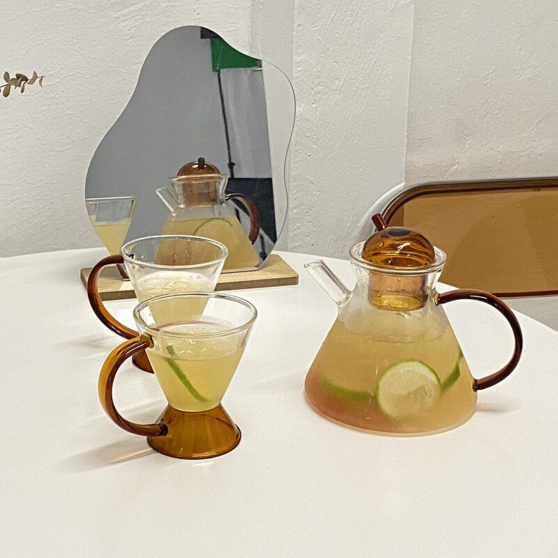 欧美法式玻璃茶壶ins风茶水分离耐热高温花茶杯具下午茶精致套装