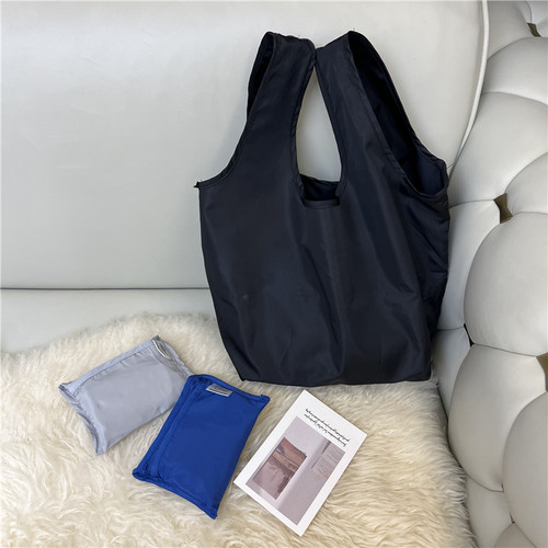 出口简约纯色可折叠大容量购物袋