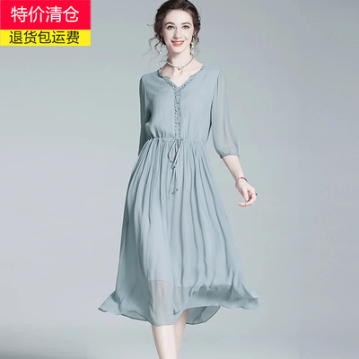 桑蚕丝连衣裙2025新款夏季高端品牌年轻真丝大牌名媛气质裙子