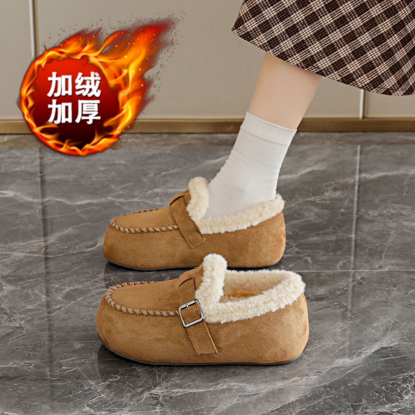 一脚蹬孕妇棉鞋34码豆豆单鞋