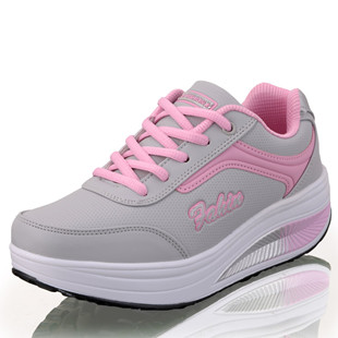 正品摇摇鞋女鞋透气皮面旅游鞋2025新款夏季休闲运动松糕鞋增高鞋