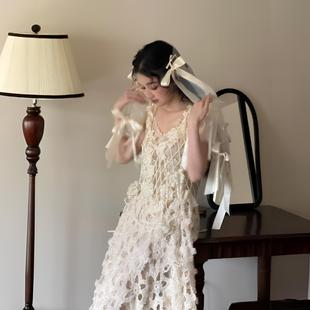 Wt重工镂空珍珠婚纱仙气晨袍女新娘领证订婚聚会敬酒礼服连衣裙