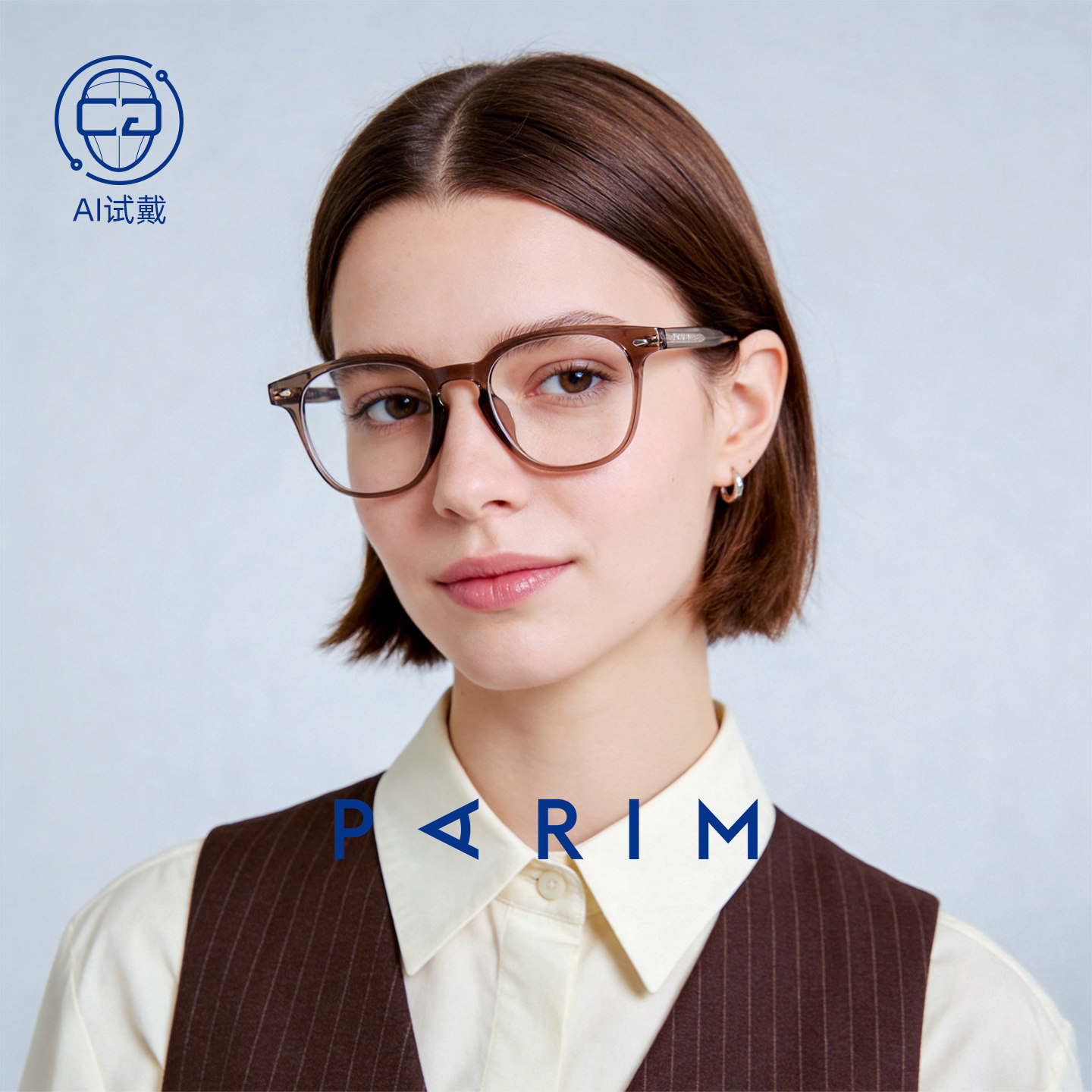 派丽蒙2026新款茶色眼镜男复古圆形学生黑框近视眼镜架女款84038