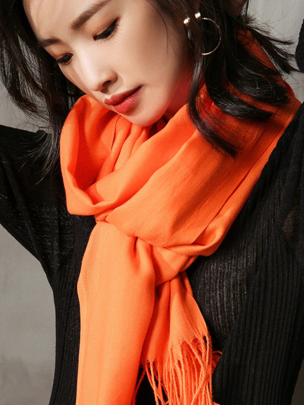 캐시미어 스카프 여성 가을 겨울 양모 스레드 목 보호대 커플 두꺼운 따뜻한 니트 한국 스타일 긴 목도리 스카프 다목적