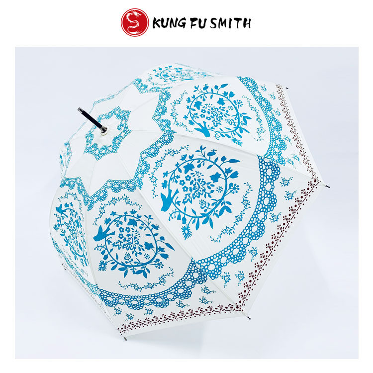 森女长柄雨伞 晴雨两用 复古弯柄日系小清新鸟笼伞防晒拱形晴雨伞