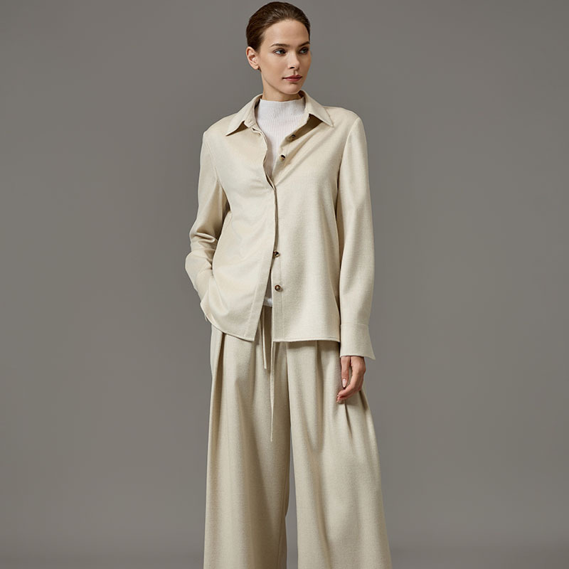 气质通勤山羊绒舒适吸湿排汗女装衬衫loropiana同款面料休闲上衣