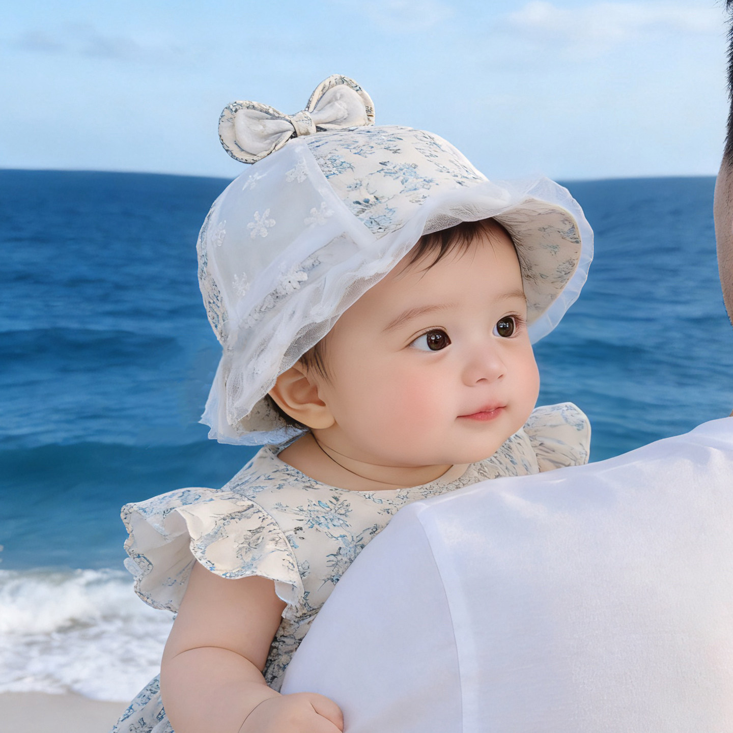 婴儿帽子春夏季薄款透气网纱公主渔夫帽女宝宝小月龄遮阳防晒盆帽