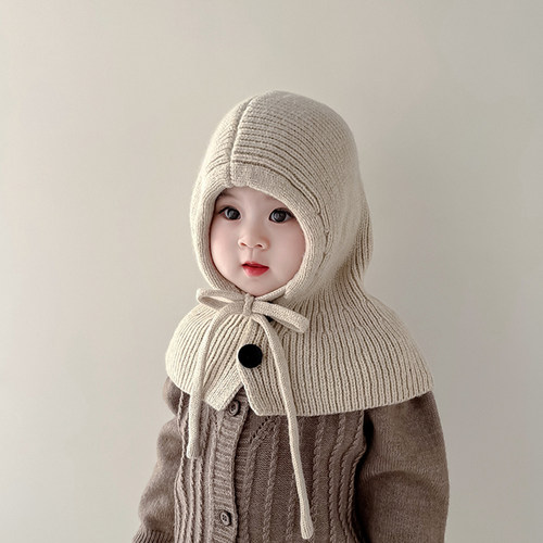 巴拉克拉法帽儿童帽子围脖一体冬季男女童围巾宝宝护耳针织毛线帽