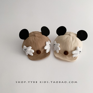 可爱卡通宝宝帽子春秋季防风鸭舌帽男童女童小月龄出游棒球帽秋冬