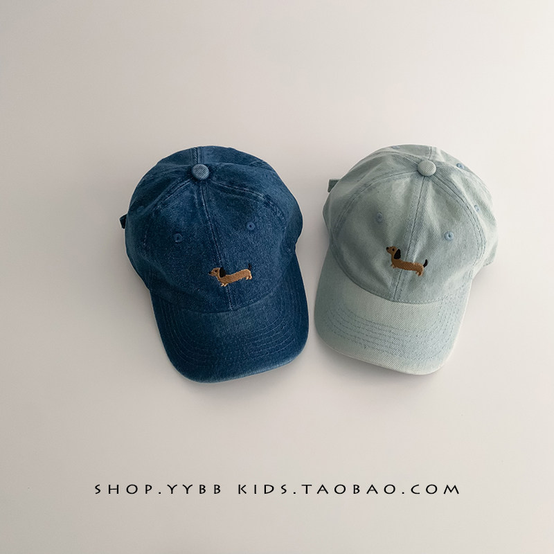 儿童帽子春秋薄款韩系复古牛仔鸭舌帽男女宝宝可爱遮阳防晒棒球帽