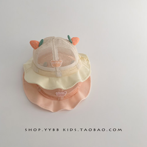 婴幼儿帽子夏季薄款遮阳防晒小月龄渔夫胎帽男女宝宝透气网眼盆帽