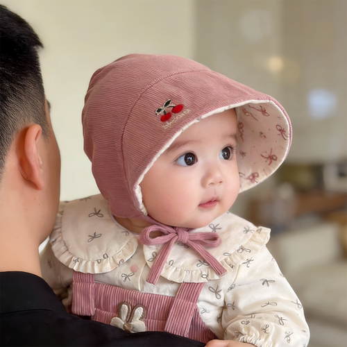 ins韩系婴儿帽子春秋款遮阳防风宫廷帽女宝宝小月龄可双面戴胎帽