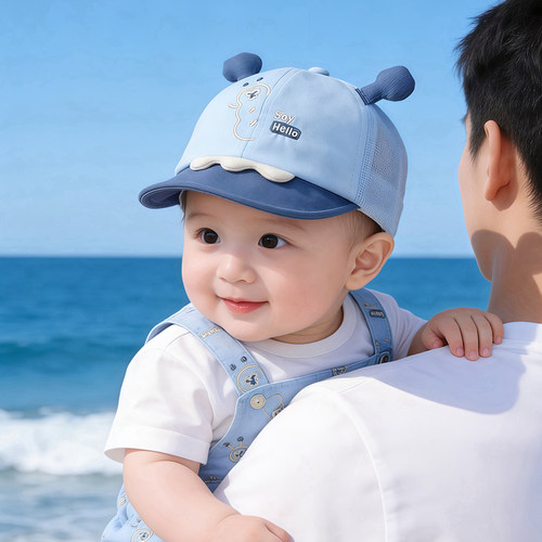 婴幼儿帽子夏季薄款透气网眼鸭舌帽男女宝宝小月龄可爱春天棒球帽