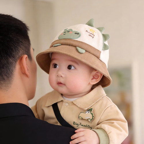 儿童帽子秋冬款保暖加厚灯芯绒可爱卡通渔夫帽男孩女宝宝防风盆帽
