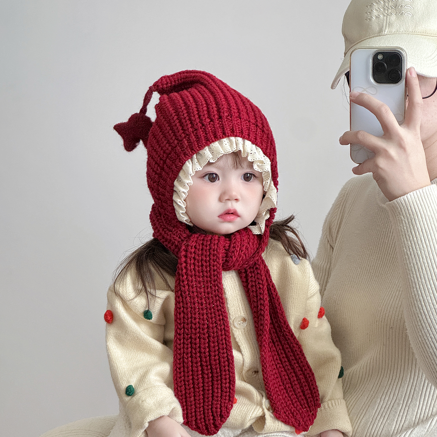 韩版儿童帽子秋冬季保暖加厚毛线针织围巾一体帽女宝宝防风护耳帽