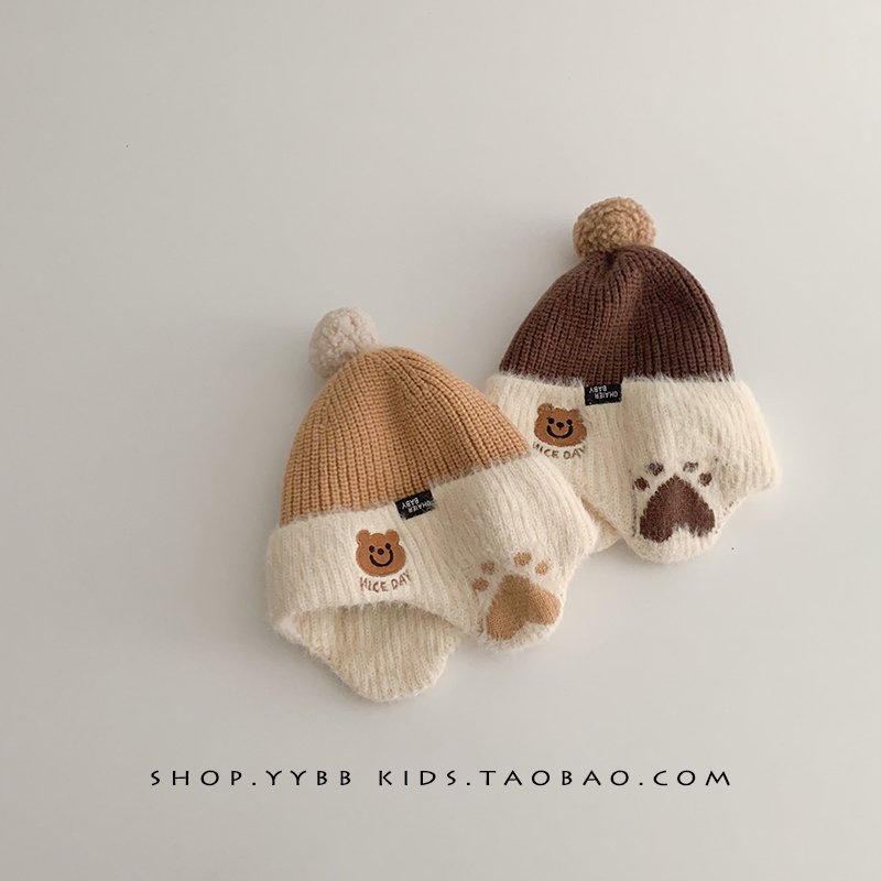 冬季可爱小熊男女儿童帽子毛线帽