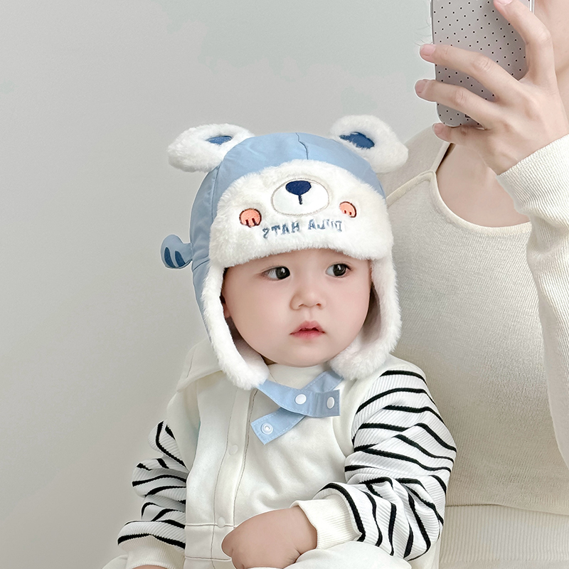婴儿帽子冬季可爱超萌男女宝宝护耳帽秋冬款加厚防风毛绒雷锋帽潮