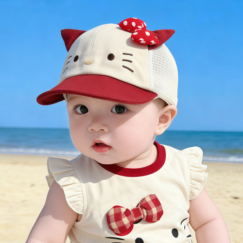 婴幼儿帽子夏季薄款透气网眼鸭舌帽女宝宝小月龄遮阳防晒春棒球帽
