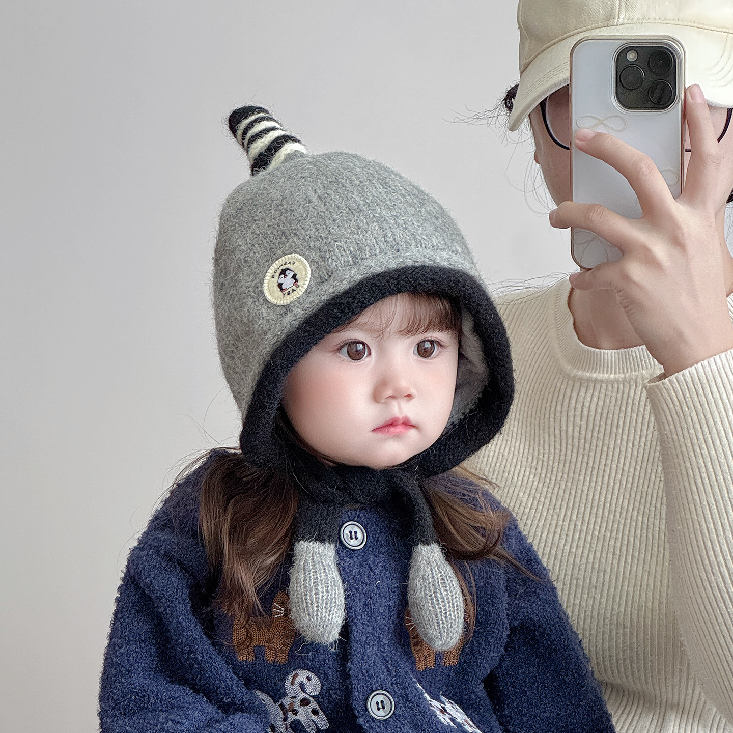儿童帽子秋冬季保暖加厚针织护耳毛绒帽男孩女宝宝可爱防风毛线帽