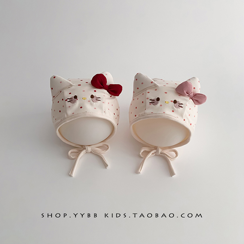 婴儿帽子春秋季可爱护耳新生儿女宝宝小月龄防风秋冬囟门胎帽女童