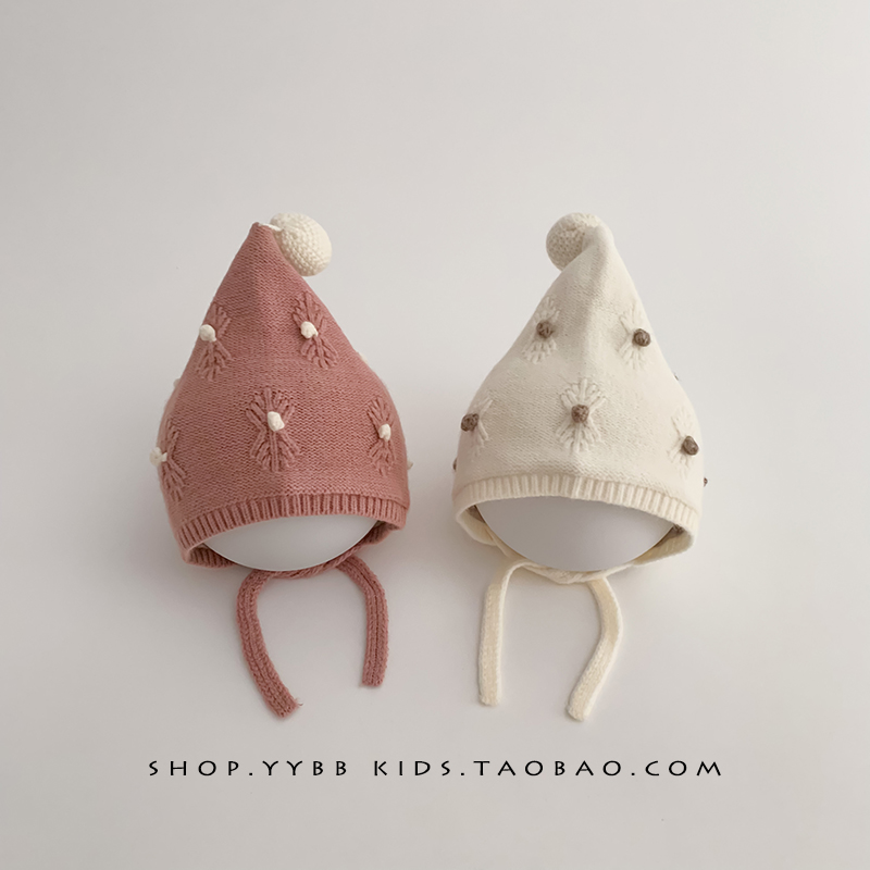 秋冬季婴儿可爱尖尖帽毛线帽