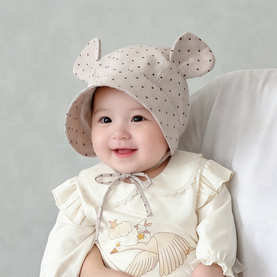 韩版婴儿遮阳帽子春秋薄款大帽檐防晒宫廷帽男女宝宝小月龄胎帽夏