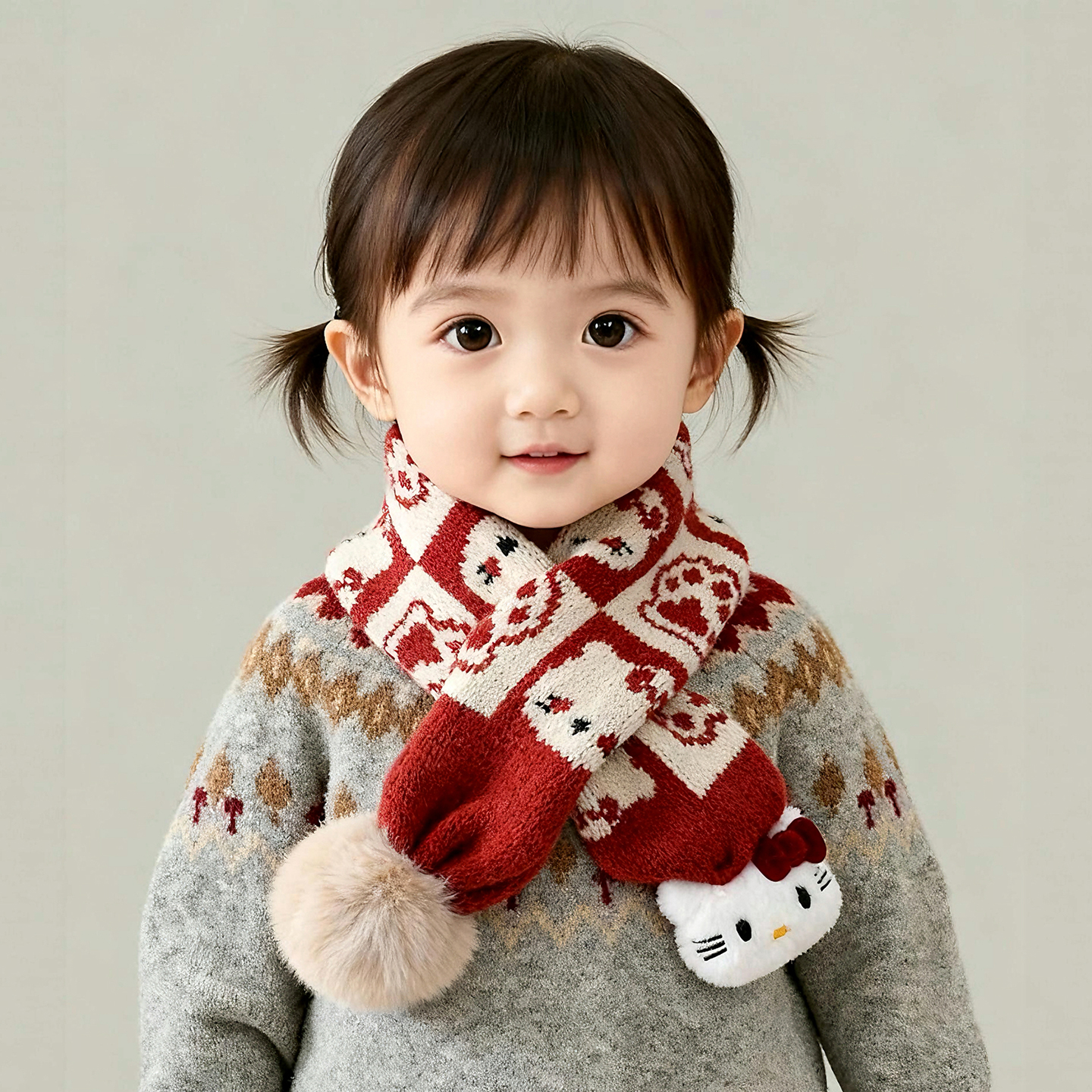 宝宝围巾秋冬季保暖加厚针织防寒围脖女儿童韩版卡通防风毛线脖套