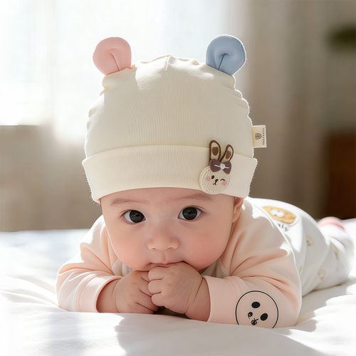 婴幼儿帽子春秋季护囟门胎帽女宝宝小月龄新生儿0-3月纯棉套头帽