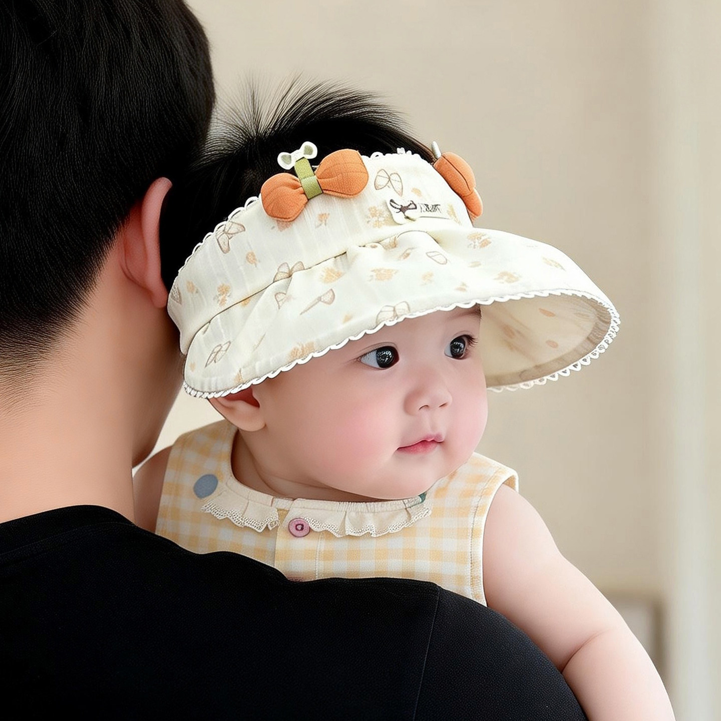 婴儿遮阳帽子夏季薄款大帽檐空顶鸭舌帽女宝宝小月龄防晒太阳帽韩图片
