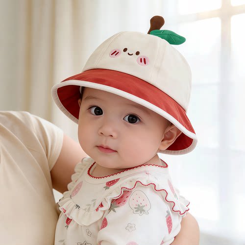 宝宝可爱遮阳帽子春秋薄款防晒渔夫帽男孩女儿童出游夏天太阳盆帽