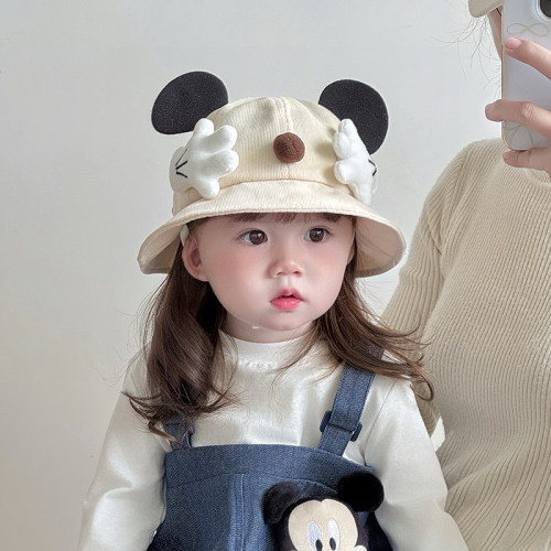 儿童帽子春秋季可爱超萌遮阳防风渔夫帽男女宝宝出游秋冬款盆帽潮