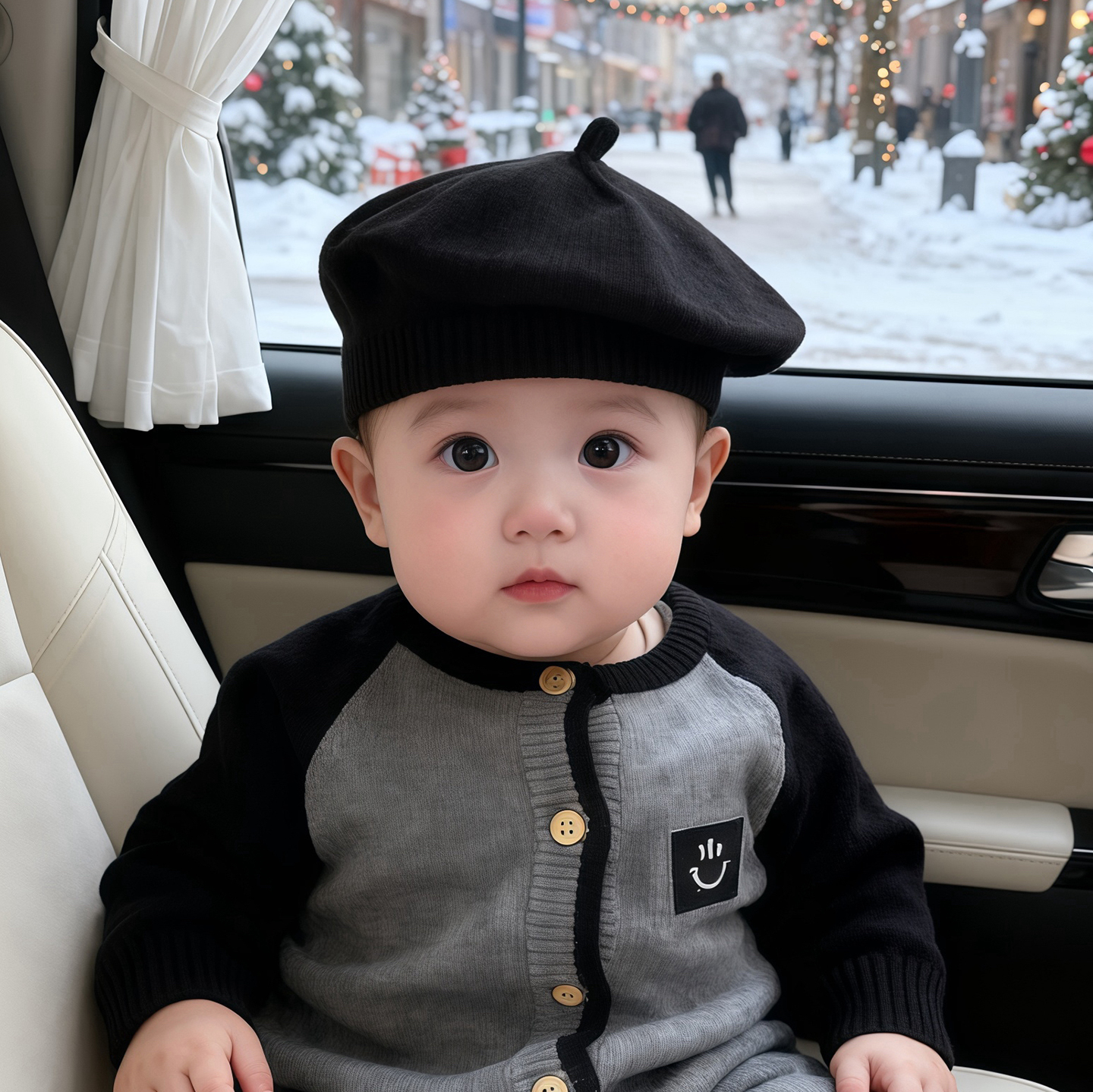 ins婴儿帽子秋冬季加厚保暖毛线贝雷帽男女宝宝小月龄针织南瓜帽