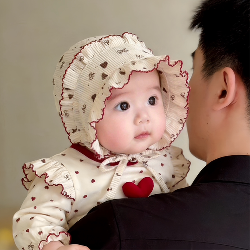 婴幼儿小月龄帽子秋冬款法式碎花护囟门宫廷帽女宝宝保暖防风胎帽