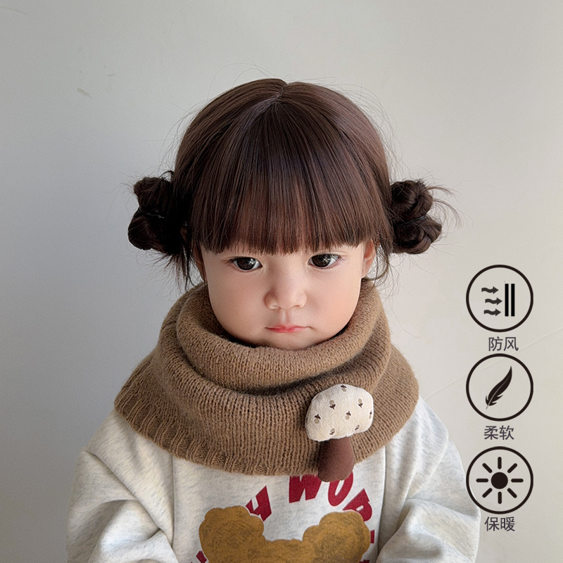 秋冬款儿童围巾宝宝百搭男童围脖针织毛线脖套女童保暖防风护颈潮