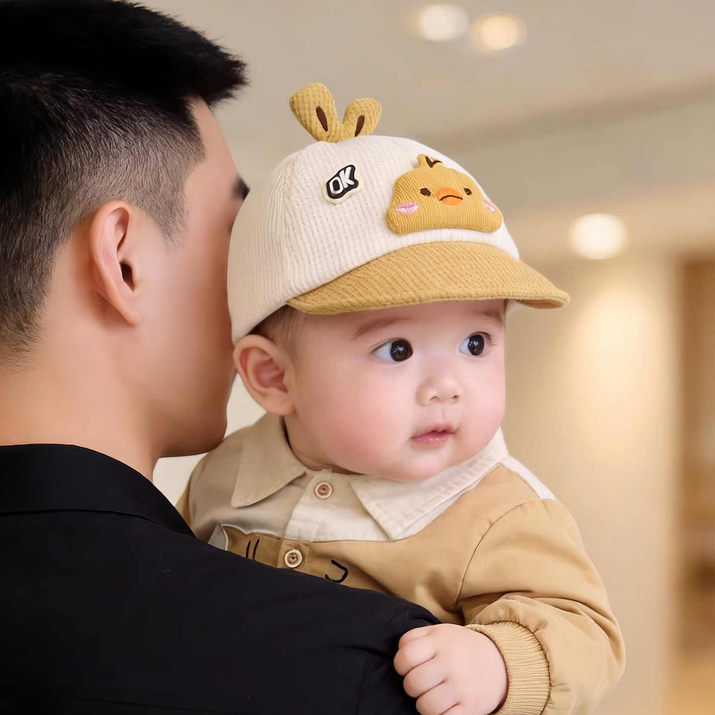 宝宝帽子秋冬款保暖防风可爱卡通造型鸭舌帽男女婴儿小月龄棒球帽