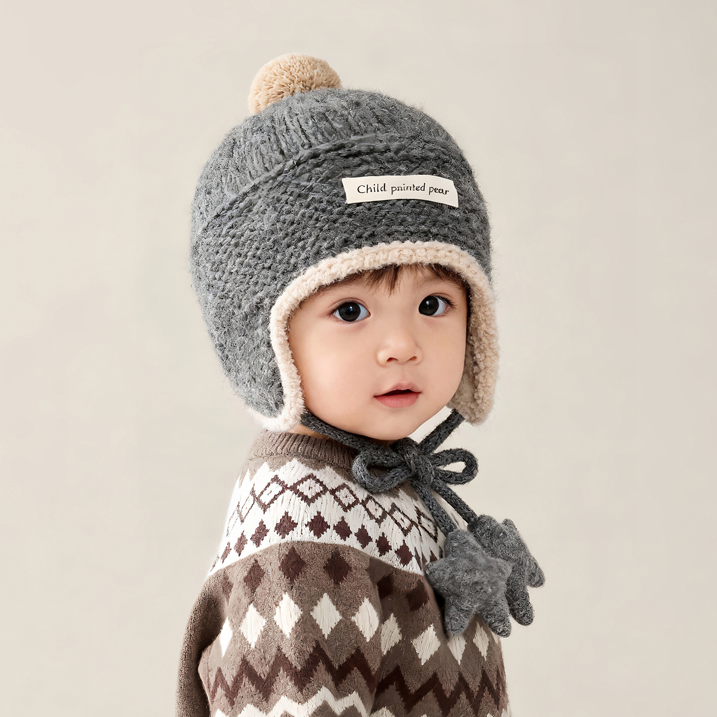 儿童帽子秋冬季保暖加厚针织护耳帽男女宝宝可爱防风毛线韩版帽潮