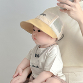 儿童帽子夏季 透气网眼大帽檐遮阳防晒帽男女宝宝太阳鸭舌帽潮 薄款