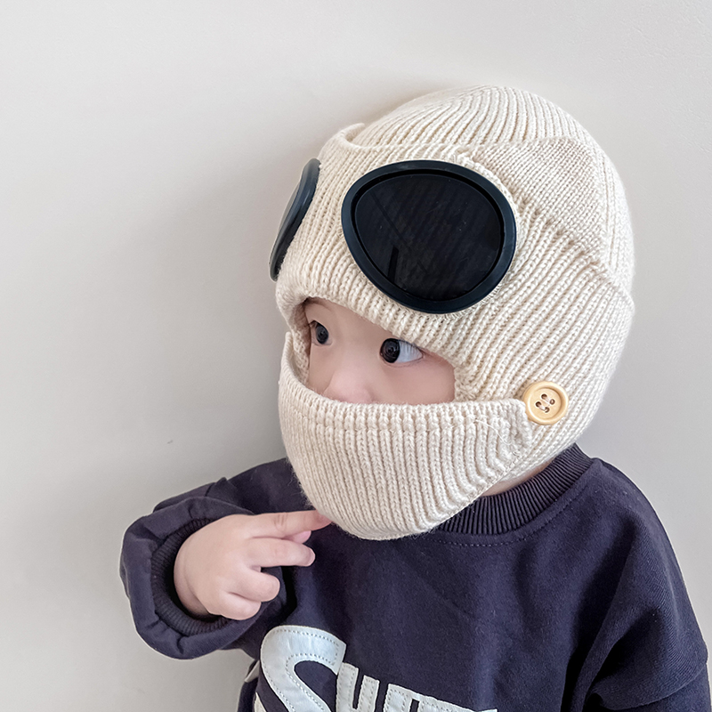 儿童帽子秋冬季男女童飞行镜