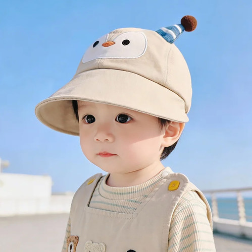 宝宝遮阳帽子春秋薄款可爱卡通大帽檐鸭舌帽男婴女儿童防晒棒球帽