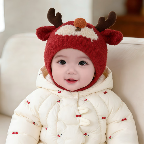 可爱防风毛绒护耳毛线帽