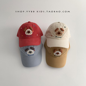 儿童帽子春秋季 可爱卡通小狗鸭舌帽男女宝宝出游百搭防风棒球帽冬