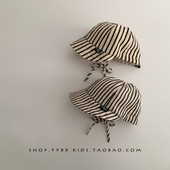 韩系条纹儿童帽子春夏薄款 遮阳防晒大帽檐鸭舌帽男女宝宝棒球帽潮