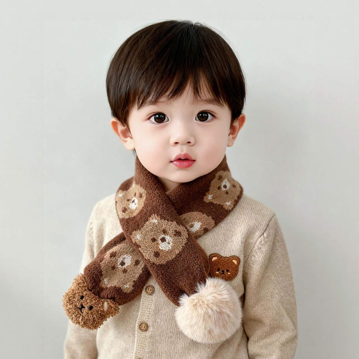 儿童围巾秋冬季保暖加厚针织防寒围脖男女儿童卡通防风毛线脖套潮