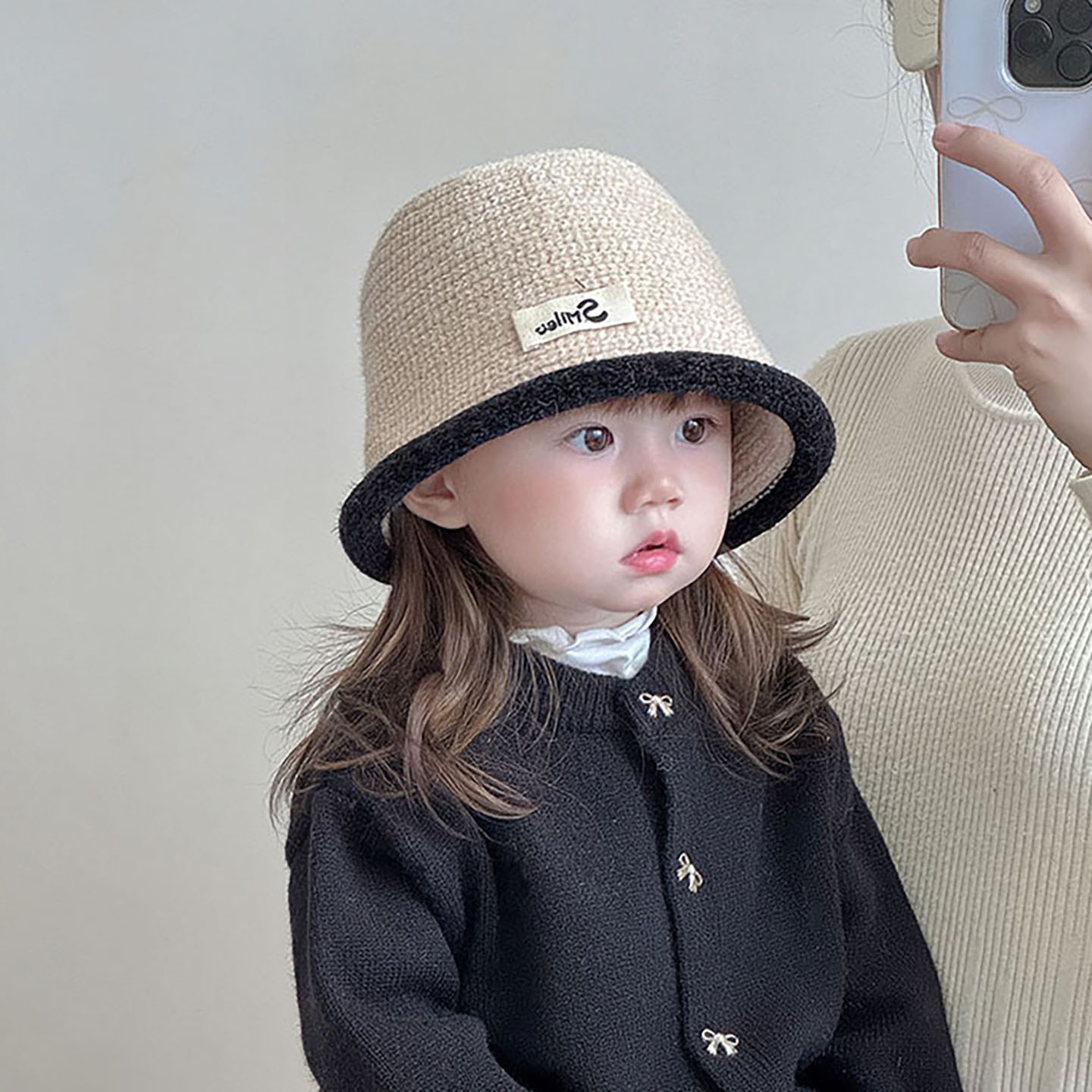 儿童帽子秋冬季保暖针织水桶帽男女宝宝简约纯色洋气毛线渔夫帽潮