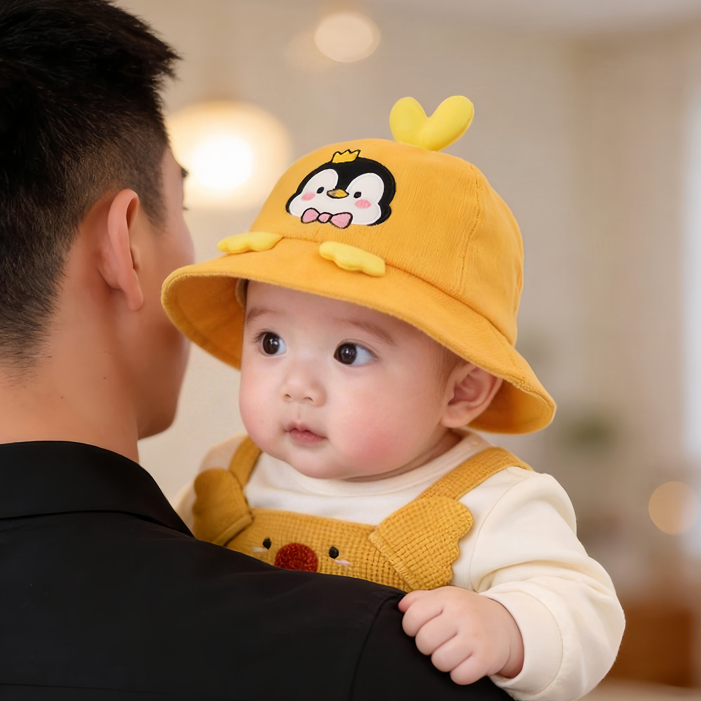宝宝帽子秋冬新款保暖防风渔夫帽男孩女儿童可爱卡通造型出游盆帽