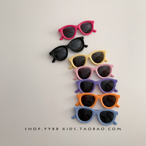 儿童夏季遮阳防紫外线墨镜男女宝宝韩版多巴胺眼镜硅胶遮光太阳镜