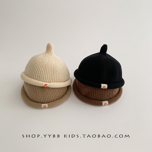 男童帽子秋冬款儿童针织帽宝宝毛线帽男孩瓜皮韩版女童护耳帽冬季