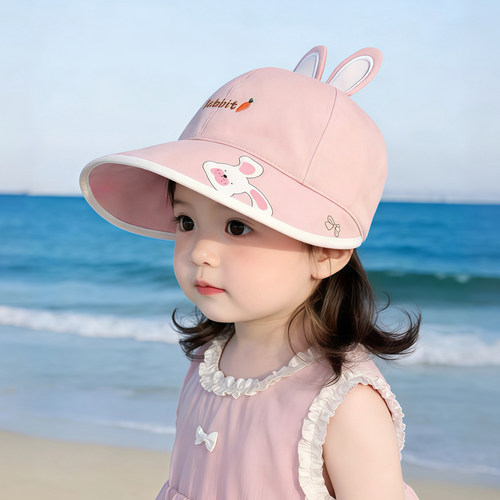 宝宝遮阳帽子春秋薄款防晒鸭舌帽女儿童可爱夏季大帽檐出游棒球帽
