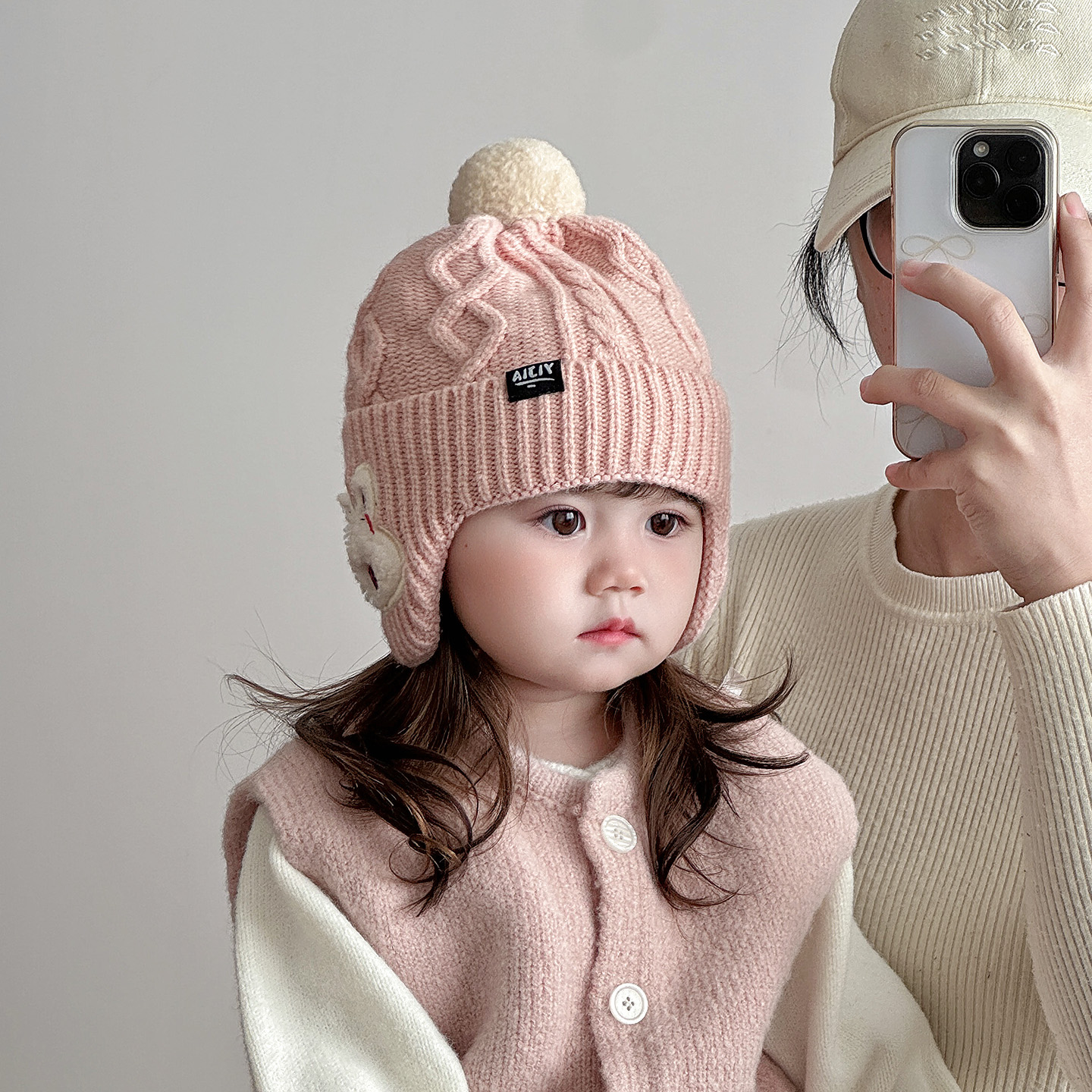 儿童帽子秋冬季保暖加厚针织护耳套头帽男女宝宝可爱防风毛线帽潮